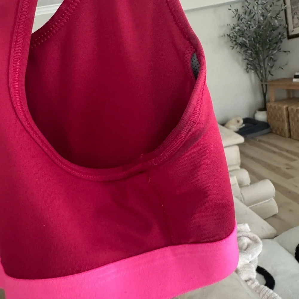 Nike Dri-Fit sports bra racerback burgundy logo tank workout top pink